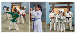 young students learning karate